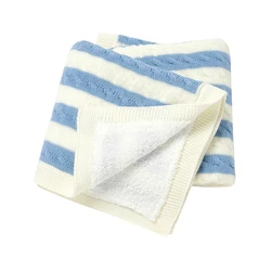 Winter Baby Blanket Knit Fashion Stripe Plaid Newborn Infant Stroller Sleeping Cover Super Soft Girl Boy Bedding Crib Warm Quilt