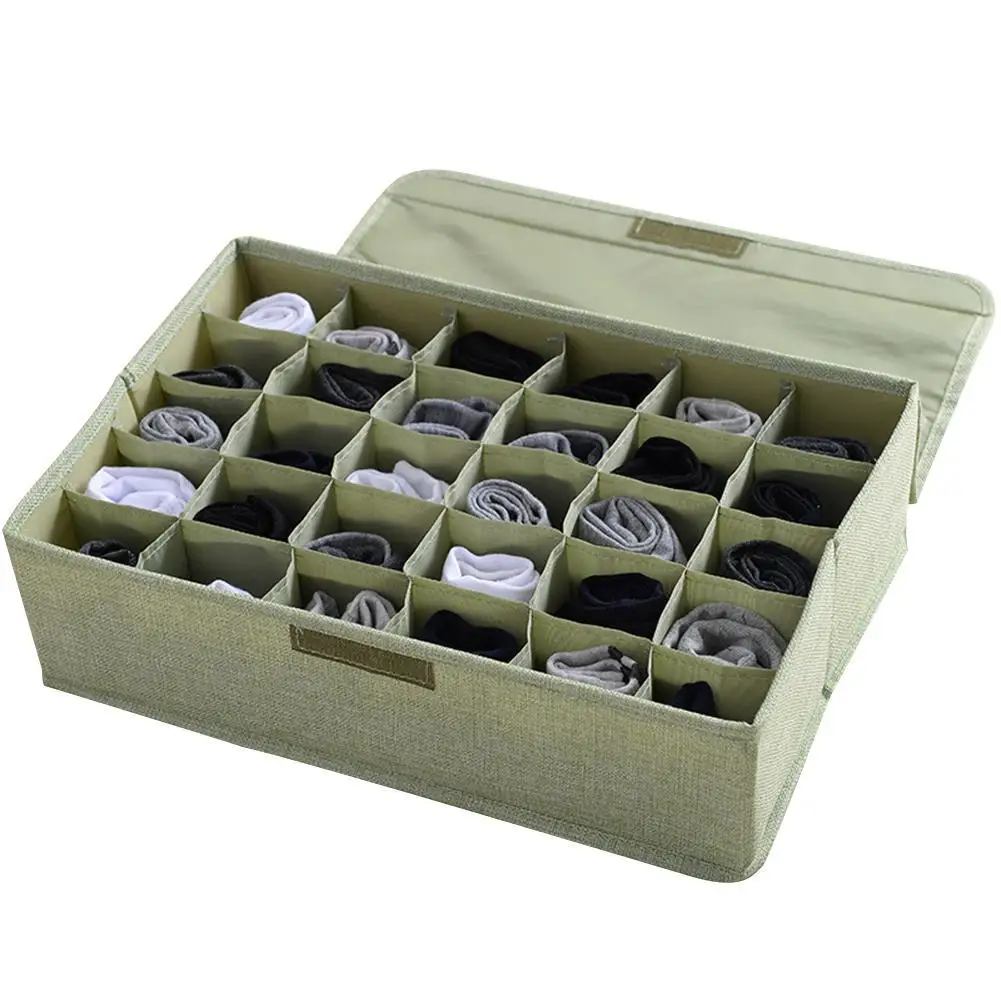 

30 Grids Ties Socks Underwear Divider Wardrobe Organizer Storage Box with Lid Drawer Organizers