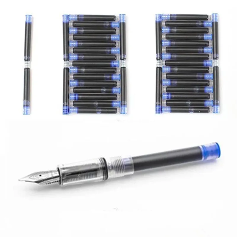 High Quality 10pcs Black Universal Fountain Pen Ink Cartridges Pen Refill Color 2.6mm  Stationery Office School Supplies