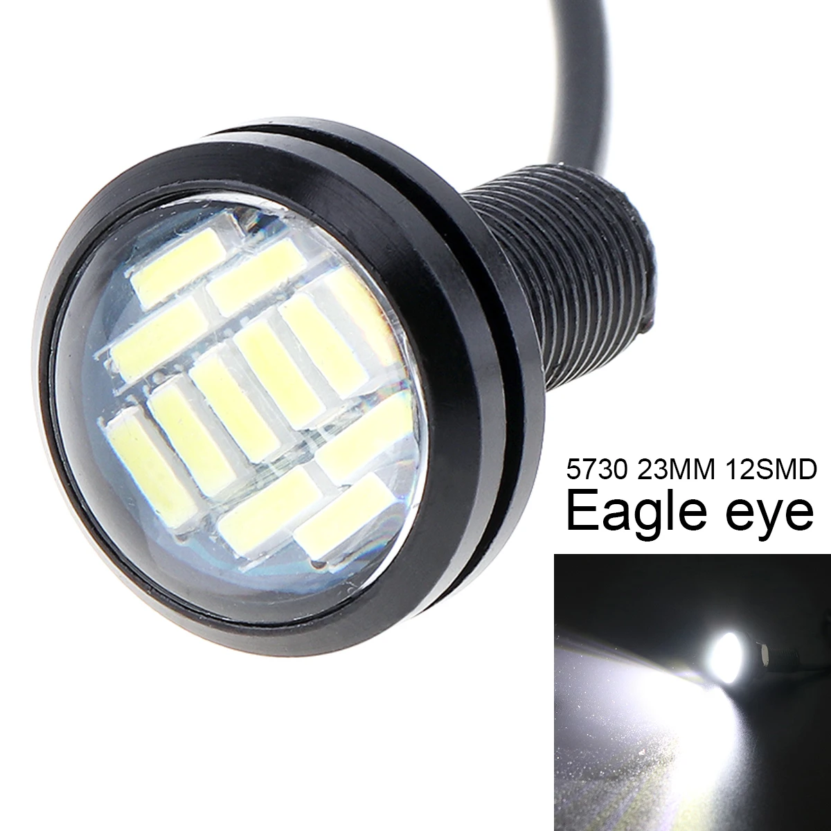 DC 12V 18W Eagle Eye LED 23mm Hawkeye Reverse Backup Light High Power White Car Fog Round DRL Bulb Reverse Parking Signal Lamps