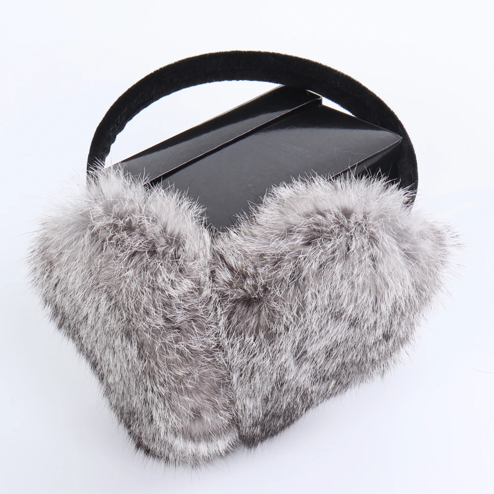 Nova chegada das mulheres inverno real pele de coelho earmuffs meninas quente pelúcia pele de coelho earflaps térmica senhora natural pele de coelho earmuff