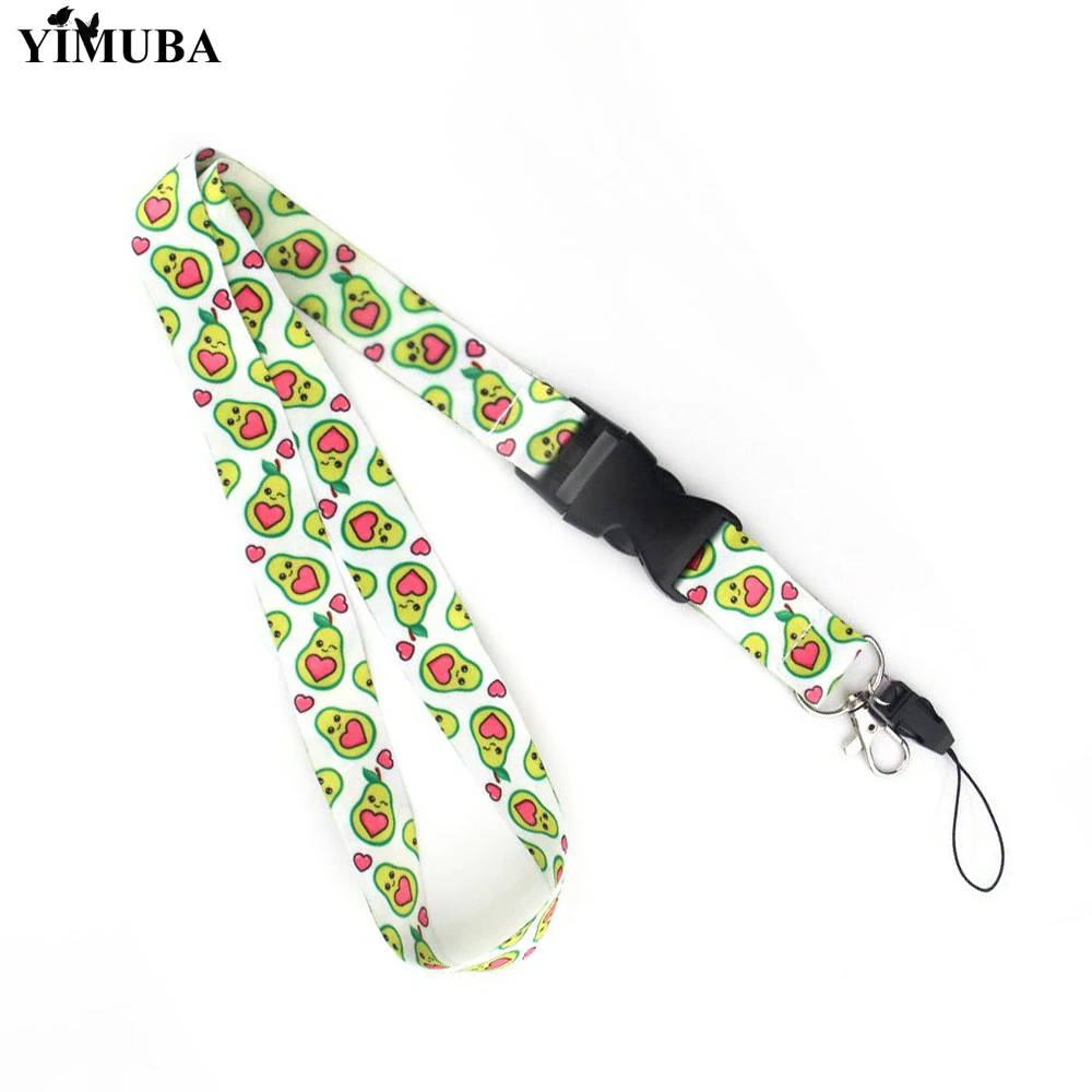 YIMUBA Avocado Fruit Neck Straps Key Chain Ring DIY Lariat Lanyards for Keys Mobile Phone Badge Holder Cartoon Webbing Keychain