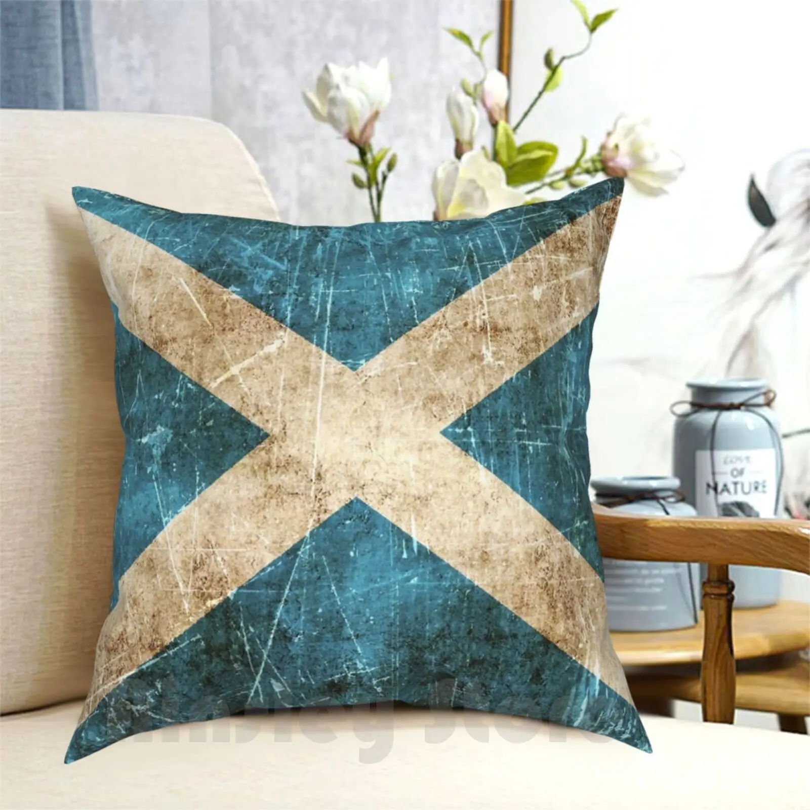 

Vintage Aged And Scratched Scottish Flag Pillow Case Printed Home Soft Throw Pillow Scotland Flag Of Scotland Scottish