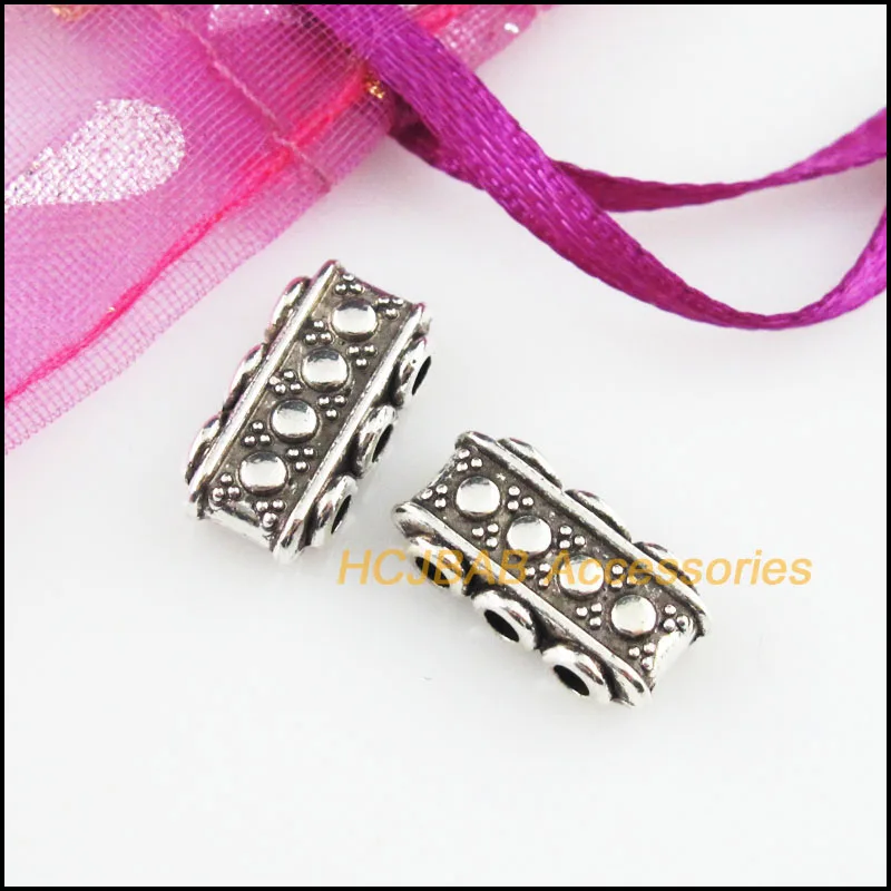 20 New Rectangle Charms Tibetan Silver Color 3-Holes Spacer Beads 7.5x14.5mm