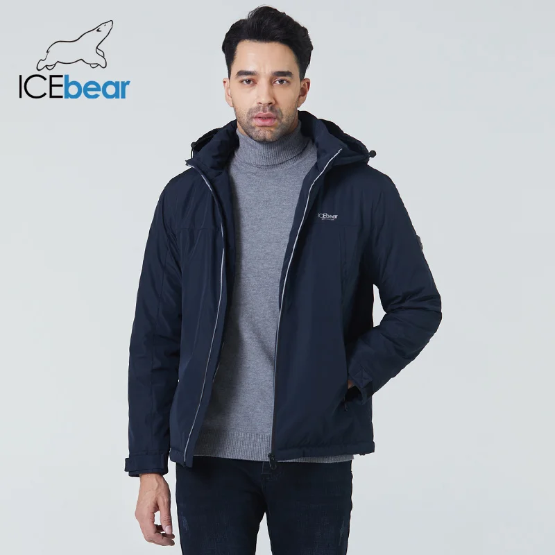 ICEbear 2023 new men's short cotton jacket fall fashion male high quality coat with hood brand clothing MWC21610D