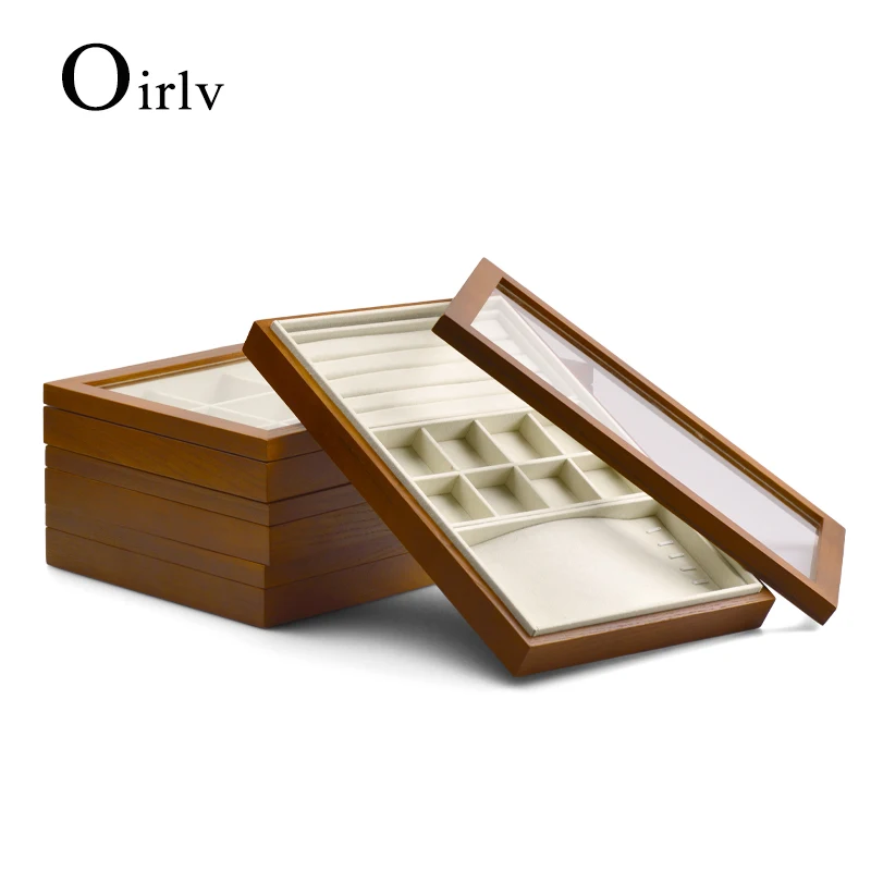 Oirlv Solid Wood Jewelry Organizer Box With Microfiber Jewelry Storage Case For Ring Bangle Necklace Pendant