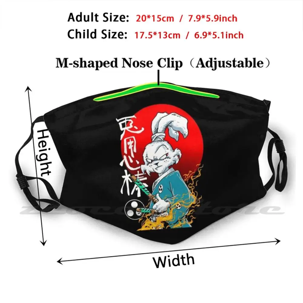 Usagi Yojimbo Rabbit Mask Cloth Washable DIY Filter Pm2.5 Adult Kids Usagi Yojimbo Usagi Yojimbo Rabbit Usagi Rabbit Sakai