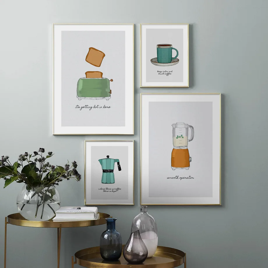 Toaster Teapot Coffee Pot Kettle Blender Wall Art Canvas Painting Nordic Posters And Prints Wall Pictures For Kitchen Room Decor