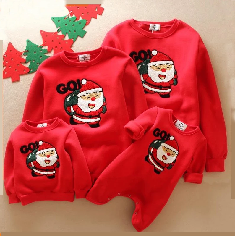 

Santa Claus Thickened Sport Family Matching Outfits Long Sleeve Sweatshirt Baby Hoodie Looking Sweater Family Outfits Clothes