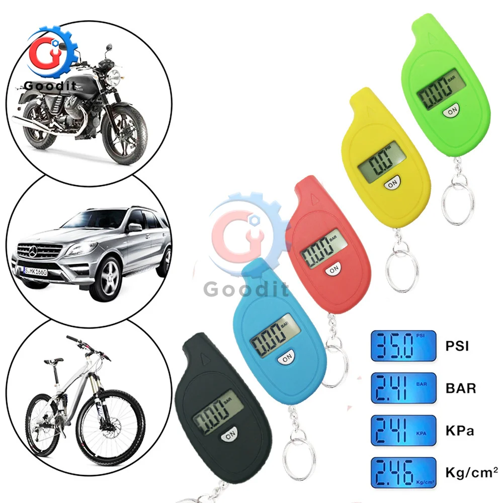 Mini Keychain Tire Pressure Gauge Digital LCD Display Car Air Pressure Tester Car Motorcycle Safety Pressure Monitor Tool