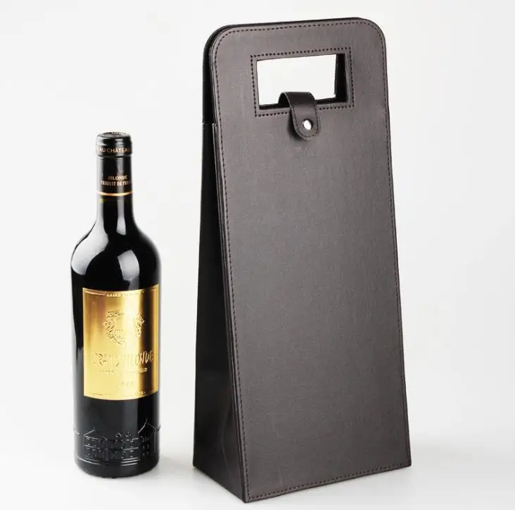 

50pcs 4 Colors Luxury Portable PU Leather Double Red Wine Bottle Tote Bag Packaging Case Gift Storage Boxes With Handle SN220