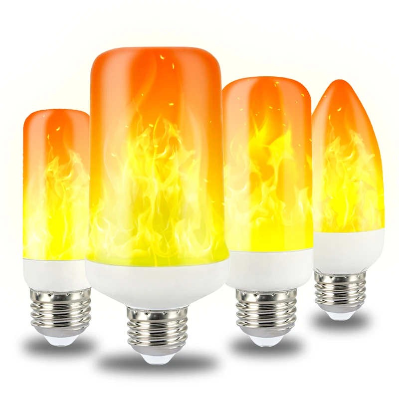 Flame effect decorative bulb 12W AC110V 220V LED dynamic flame light E27 Creative corn bulb Flame simulation effect Night light