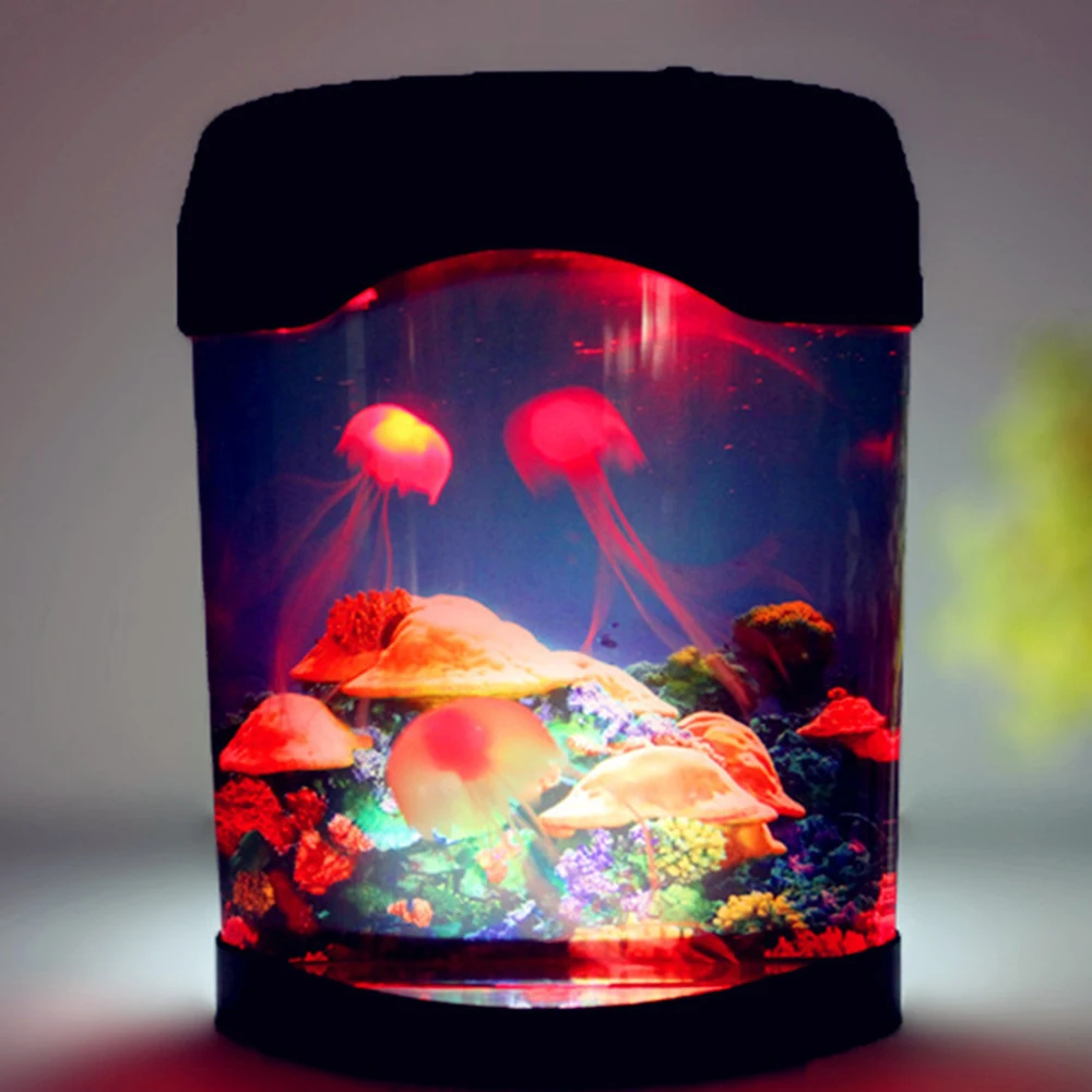 Electric Jellyfish Tank Table Lamp with Color Changing Light Gift for Kids Men Women Home Deco for Room Mood Light for Relax