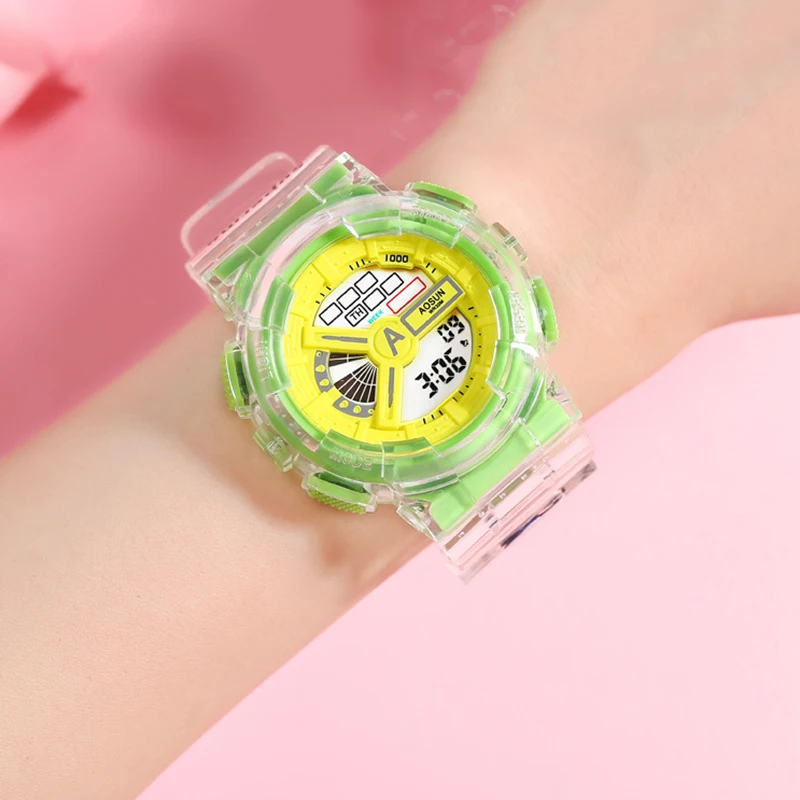 UTHAI – montre-bracelet de Sport CE38 pour enfants, électronique, pour filles, garçons, adolescents, 30m, horloge sur le toit, couleurs acidulées,