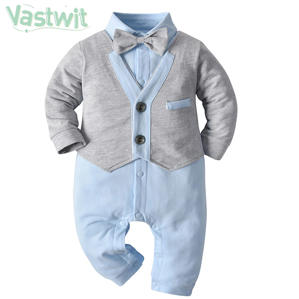 

2021 Newborn Baby Boy Clothes Formal Gentleman Suit Tuxedo Romper Jumpsuit Overalls Infant Outfit with Bow Tie Baptism Costume