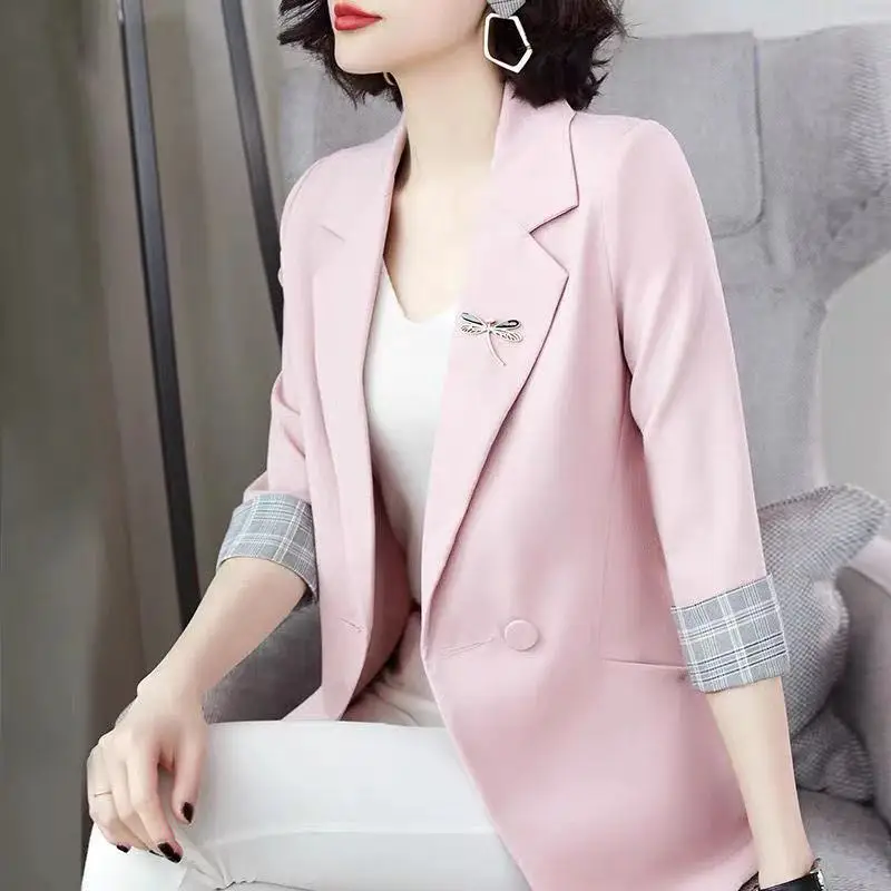 Professional Black Women Blazer 2020 Summer New Casual Ladies Western Style Suits Fashion Hit Color Net Red Suits Blazers