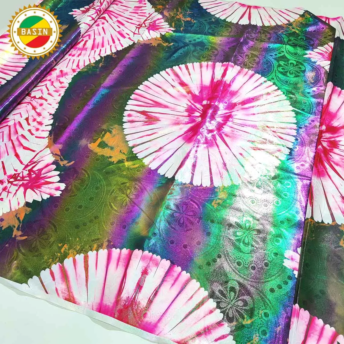 African Shiny Printed Basin Riche Fabric For French Women Daily Party Clothing 2023 Top Quality Riche Brode Lace Materials