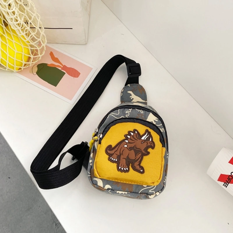 Saco de ombro portátil das crianças meninos meninas adorável dinossauro peito saco moda crossbody bolsa do telefone para crianças