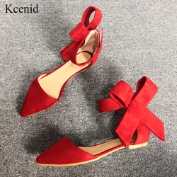 Kcenid New women sandals fashion summer women shoes pointed toe beauty big bowtie flat casual sandals cut-outs ladies sandals