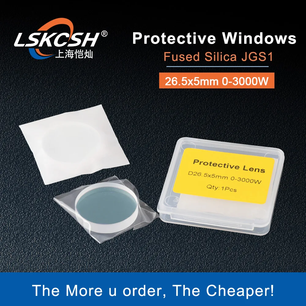 LSKCSH 10Pcs/Lot Fiber Laser Protective Windows Cover Glass 26.5x5mm 0-3000W for  Fiber Laser Cutting Head Machines