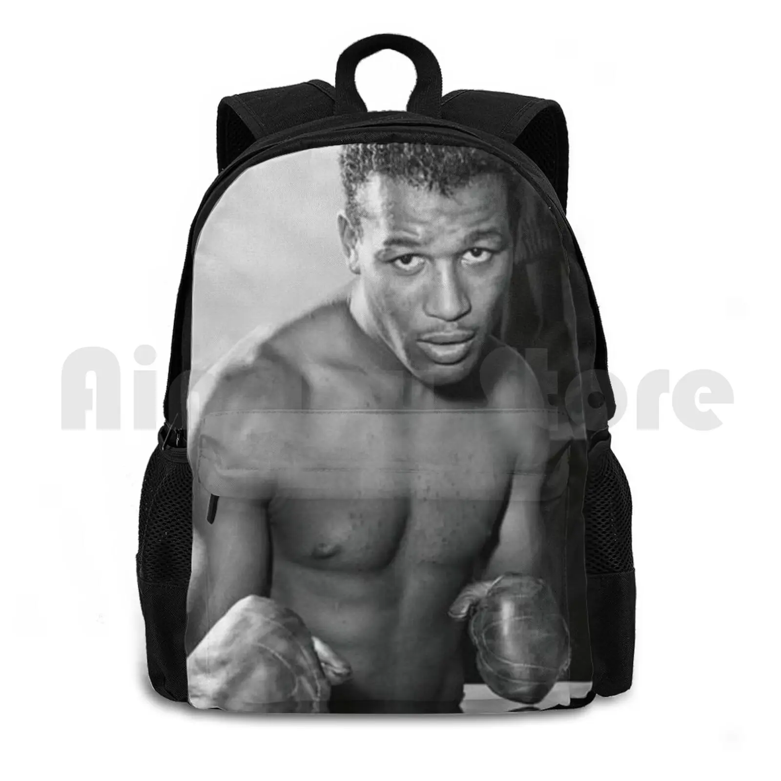 Sugar Ray Robinson Outdoor Hiking Backpack Waterproof Camping Travel Sugar Ray Robinson Boxing Fighting Combat 1940s 40s Retro