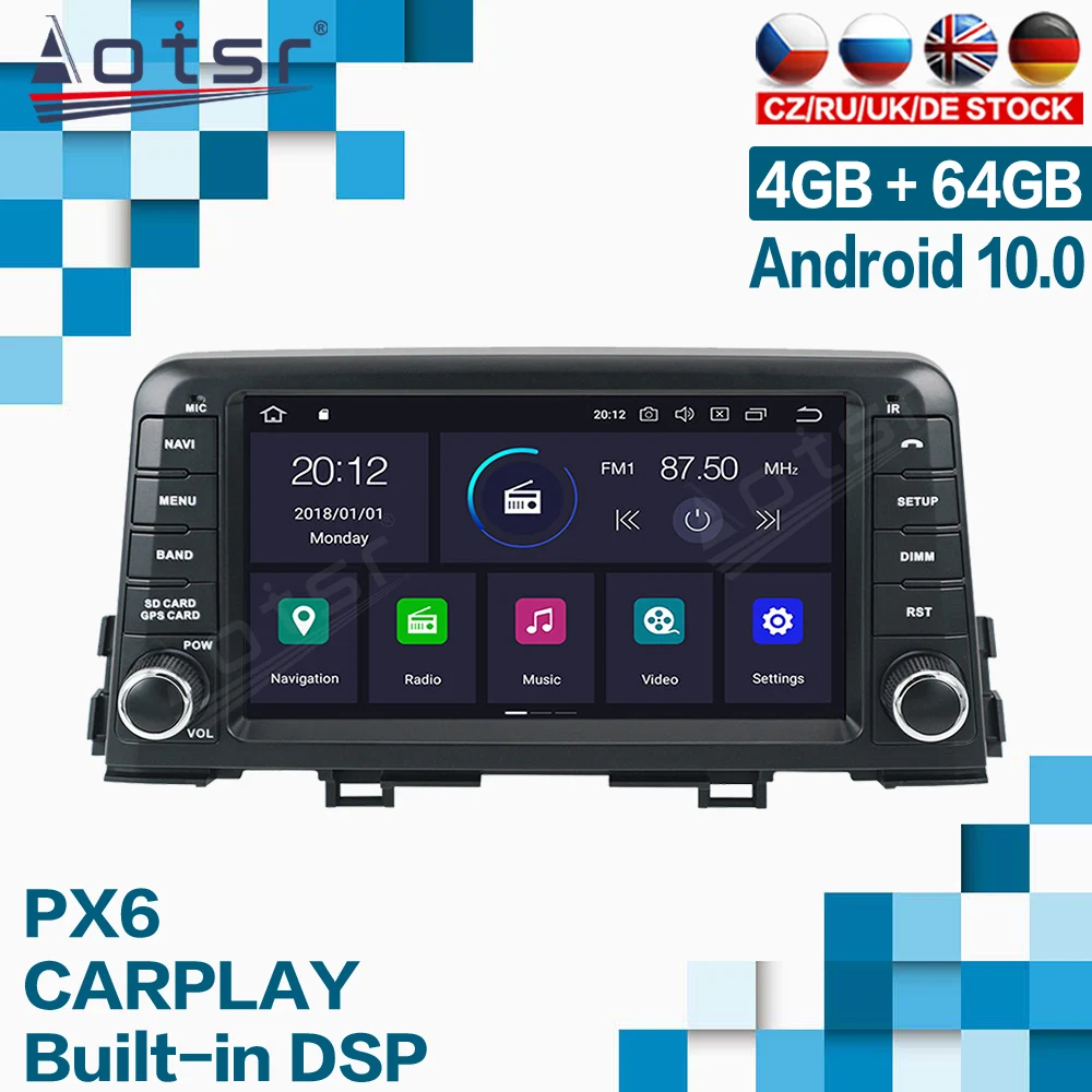 

AOTSR Auto Radio Stereo Multimedia Player For Kia Morning 2016 - 2020 7" PX6 GPS Autoradio Video Navi Carplay 2 Din 4G Headunit