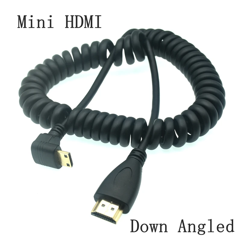 HD-to kabel HD Mini kecepatan tinggi HD-V1.4 Curl pegas berlapis emas 3D Premium tinggi HDMI kompatibel untuk Sony Canon camcorder