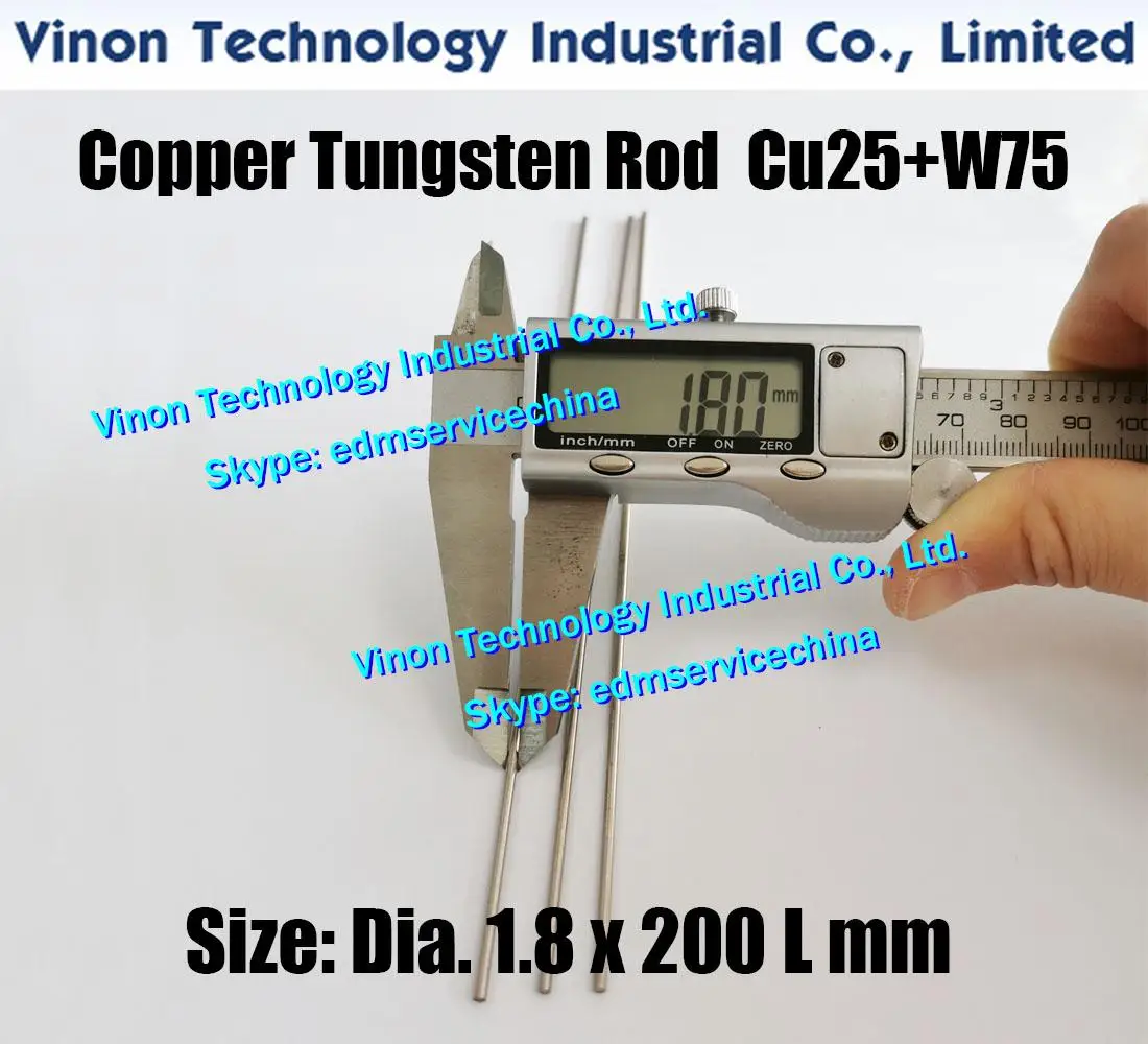 

(5PCS PACK) Dia. 1.8x200mm Copper Tungsten Rod CuW75 (Copper 25%+Tungsten 75%) edm Tungsten Copper Alloy Electrode Bar 1.8