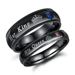 Fashion Couple Rings Her King His Queen Statement Rings Fashion AAA Zircon Crown Ring Romantic Anniversary Wedding Band Ring