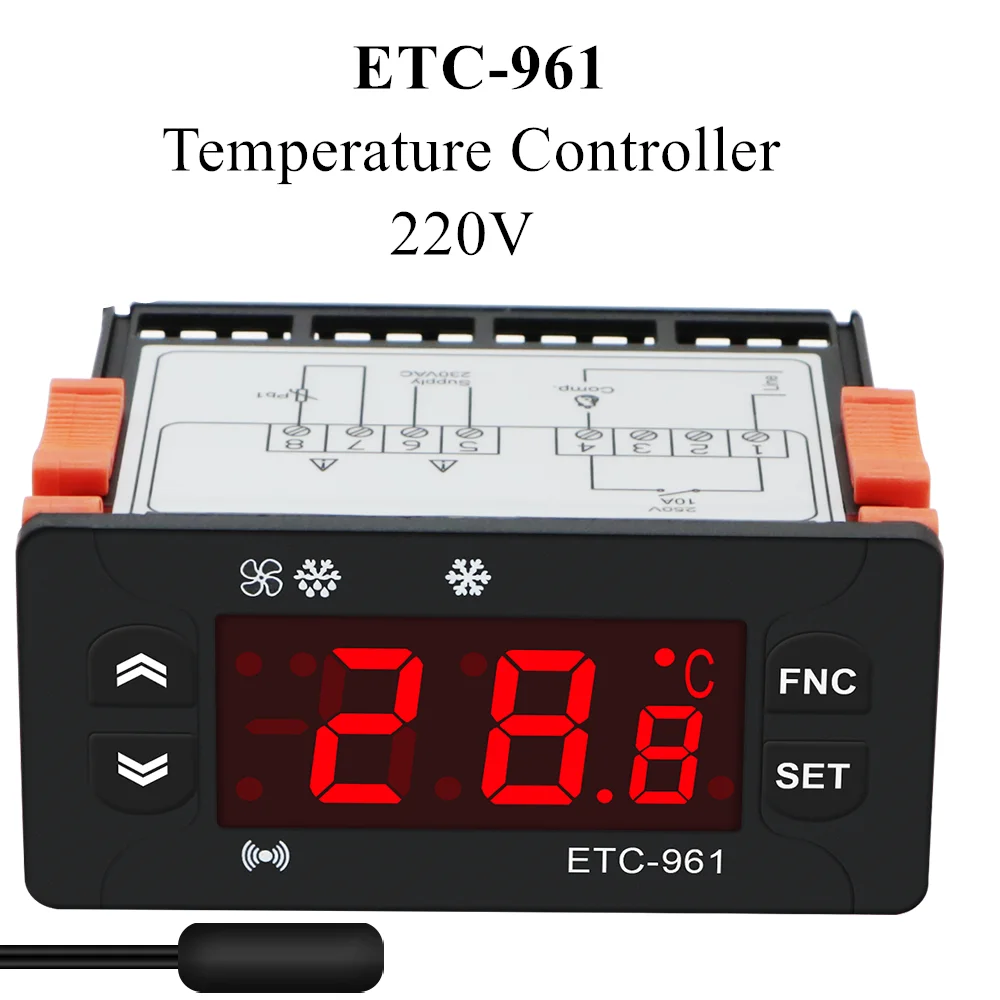 ETC-961 Digital Temperature Controller Defrosting Refrigerator Thermostat Heating Control Thermoregulator with NTC Sensor  220V