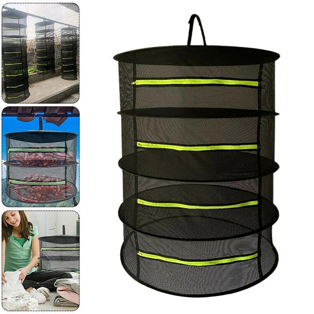 

New 4 Layer Drying Rack Net Large Shelf Hydroponic Herb Plant Hanging Dryer