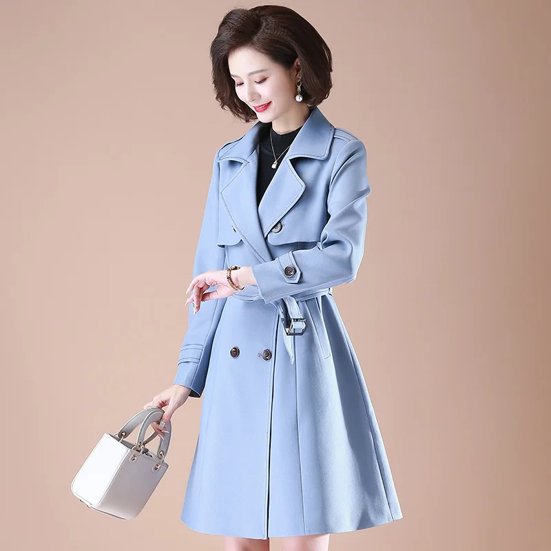 Imagem -04 - Nova Trench Coat para Mulher Primavera Outono Elegante Breasted Blusão com Cinto Senhora do Escritório Outerwear L4xl 2023