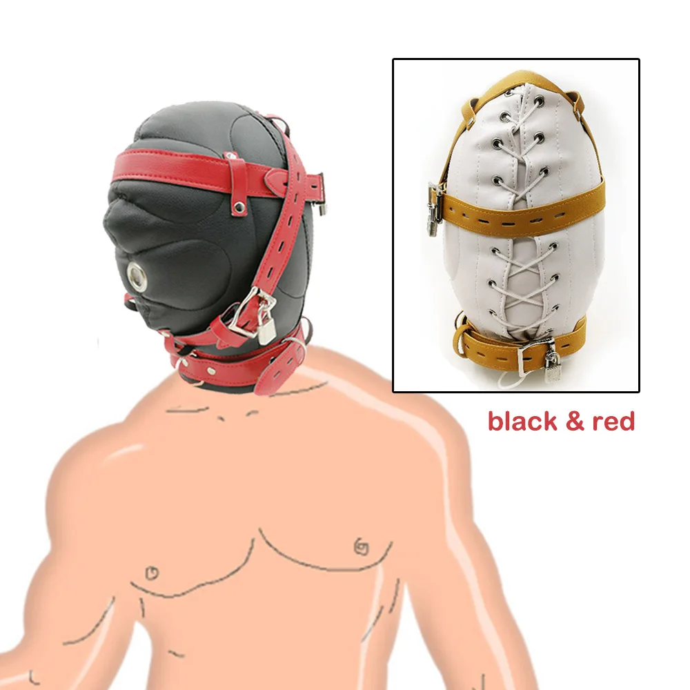 Enclosed Headgear Adult Games Products Soft Sexy Fetish PU Leather Restraints Hood Mask Slave Gay Sex Toys Bdsm Bondage L1