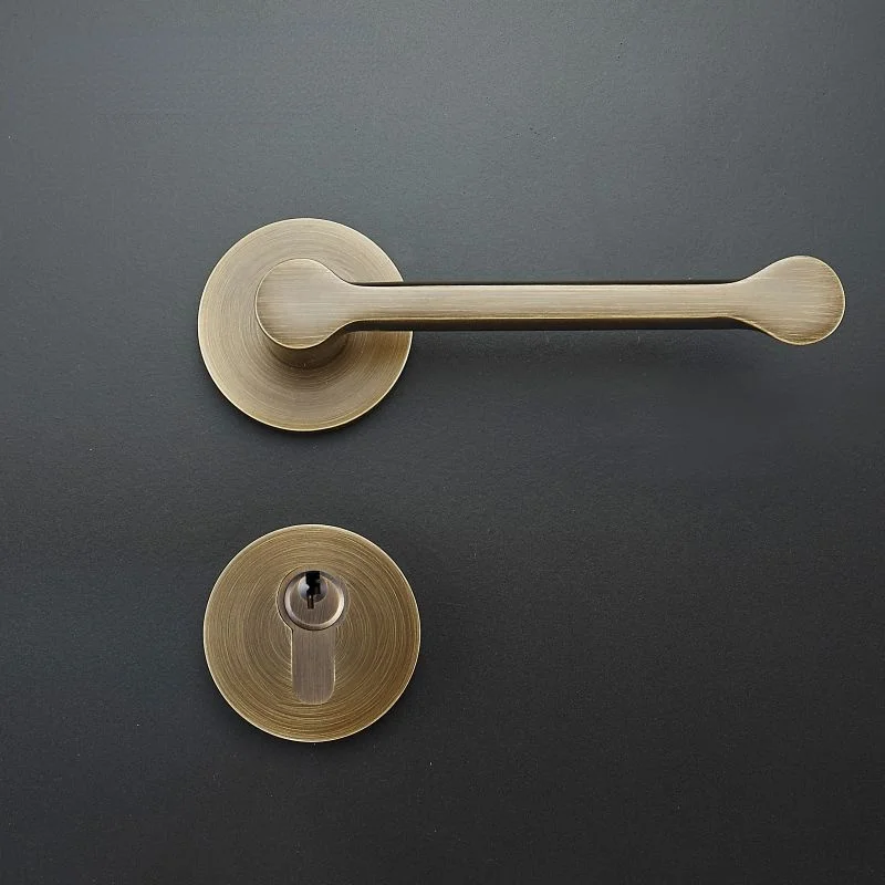 

Dooroom Brass Door Lever American Nordic Modern Solid Wood Interior Door Lock Bedroom Split Safe Mechanical Set Handle Pull Knob