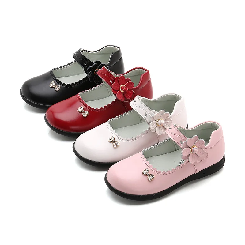 Autumn New Girls Princess Shoes For Kids School Black Leather Shoes For Student Dress Shoes 3 4 5 6 7 8-16T Black White Pink Red