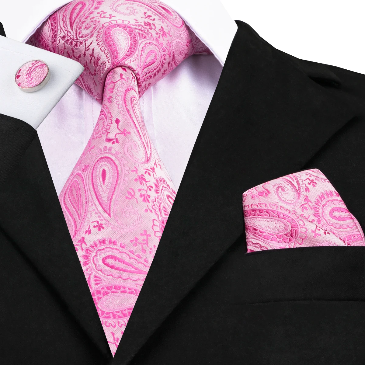 Hi-Tie New Fashion Business Pink Paisley 100% Silk Men's Tie NeckTie 8.5cm Ties for Men Formal Luxury Wedding Quality Gravata