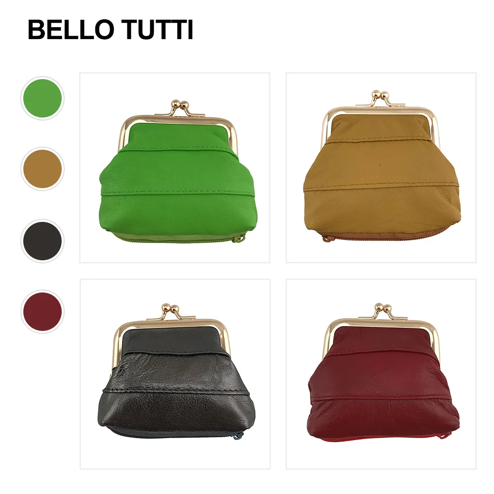 BELLO TUTTI Original New Women Key Wallets Mini Coin Purse Men Metal Hasp Genuine Leather Sheepskin Fashion Small Money Clip Bag