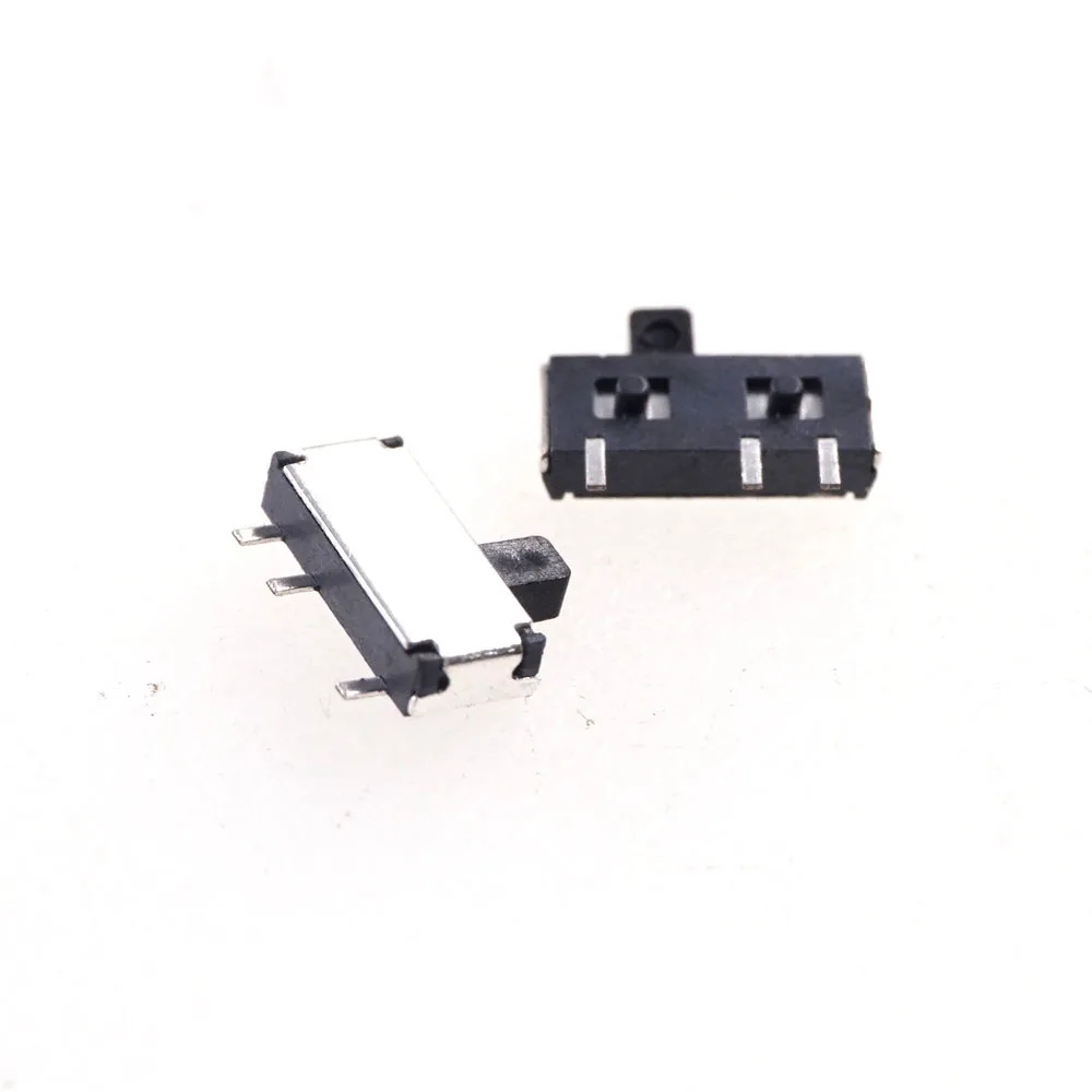 10 Pcs Miniature Slide Switch 3 Pin 2 Position 1P2T SPDT ON-OFF SMD Re-flow Solder Right Angle PCB Board Guide