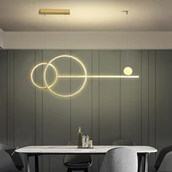 Candelabro de anillo para comedor, iluminación lineal led de 110V y 220V, color blanco, dorado y negro, para Isla de cocina