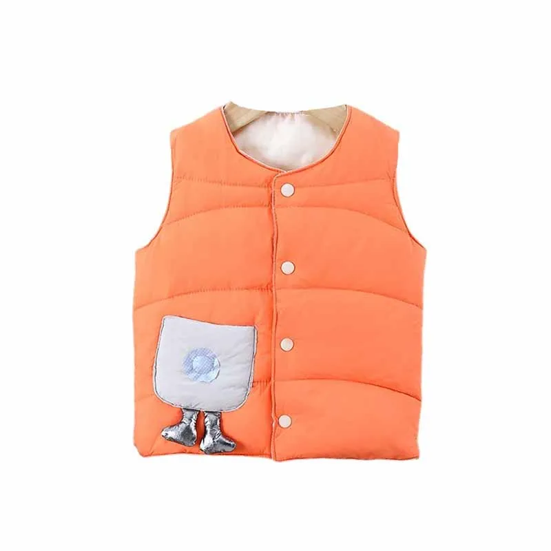 

Autumn Winter Warm Vest For Children 1-5y Baby Girls Cute Cartoon Waistcoat White Duck Down Outerwear Boys Sleeveless Jackets