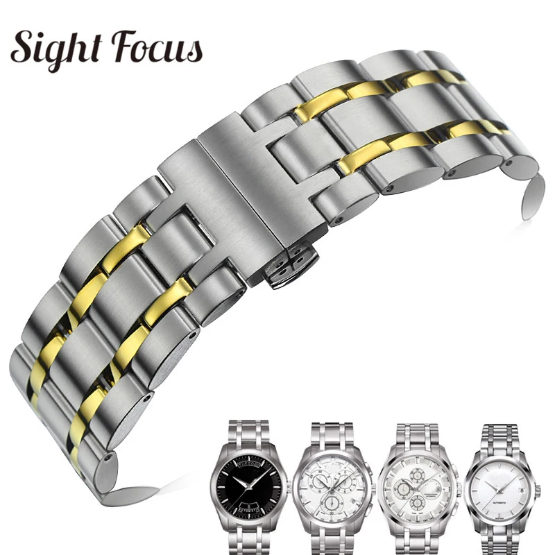 

18 22 23 24mm Stainless Steel Curved End Watch Band 1853 for Tissot Coutour T035617 T035439 T035627 T035407 Strap Metal Bracelet