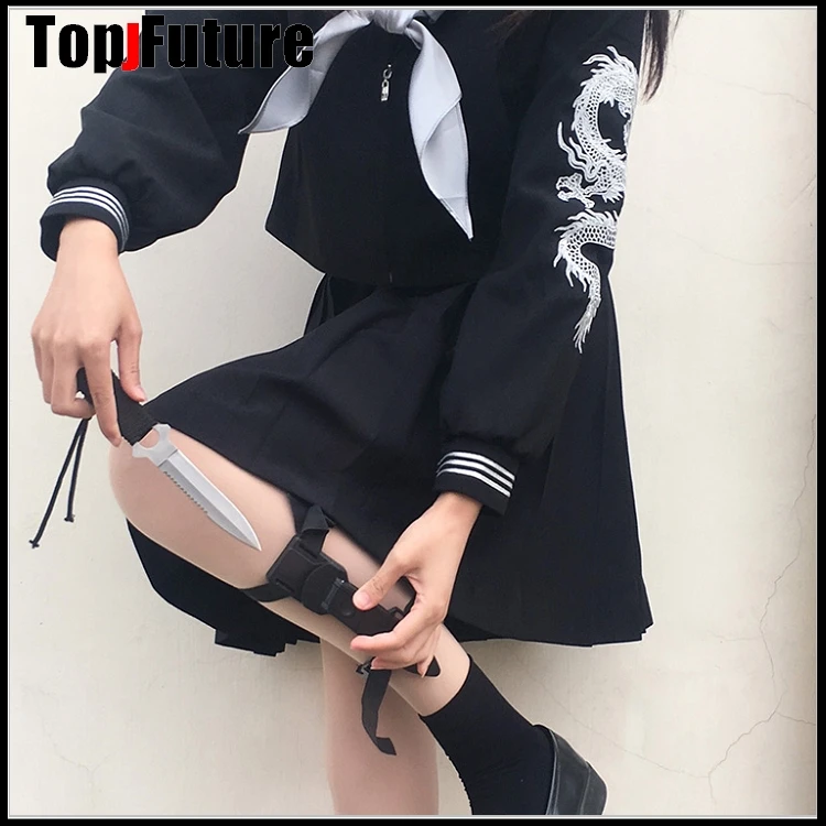 Zilver Roze Geborduurde Draak Orthodoxe College Japanse Student Schooluniform Jk Uniform Pak Slechte Meisje Cosplay Matrozenpakje