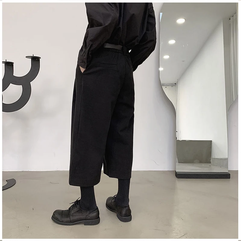 Pantalon style yamamoto pour homme, pantalon droit, ample, noir, décontracté, à jambes larges, de rue, hip-hop, gothique, collection printemps/été