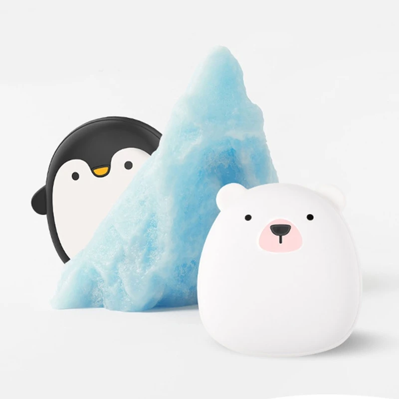 Cute dos desenhos animados pinguim urso polar aquecedores de mão elétrica usb recarregável aquecimento u1je