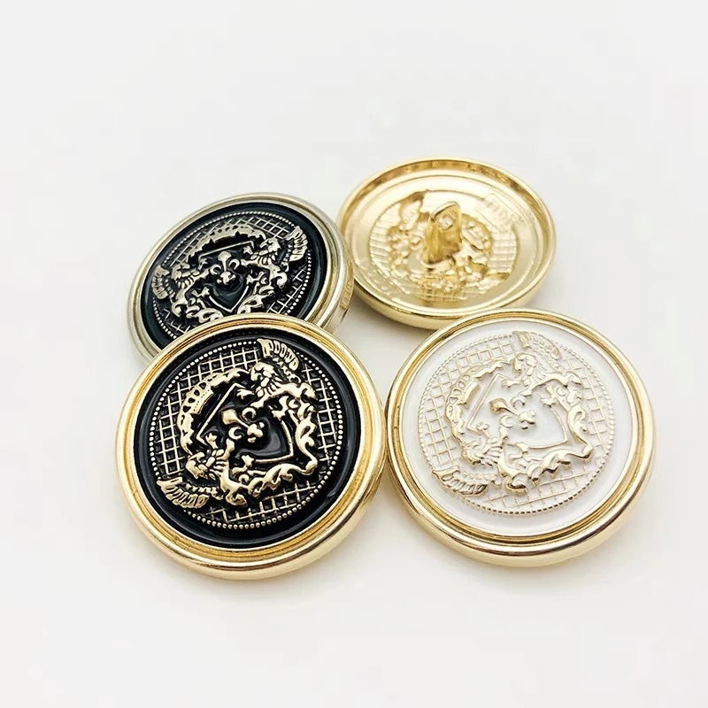 10pcs/lot 15/20/25mm Classic Vintage Jacket Buttons Fashion Black Gold DIY Sewing Buttons for Clothing Round Metal Coat Buttons