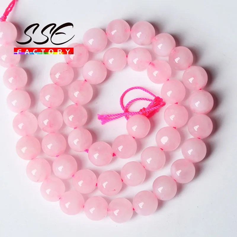 Wholesale Natura Rose Quartz Beads Pink Crystal Round Loose Stone Beads For Jewelry Making DIY Bracelet 4 6 8 10 12mm 15\