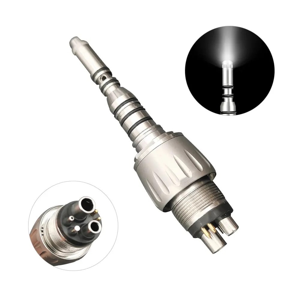 6Hole Quick Coupling Dental Fiber Optic Handpiece LED High Speed Turbine 4 Water Spray Compatible with KV Type Dental Handpiece