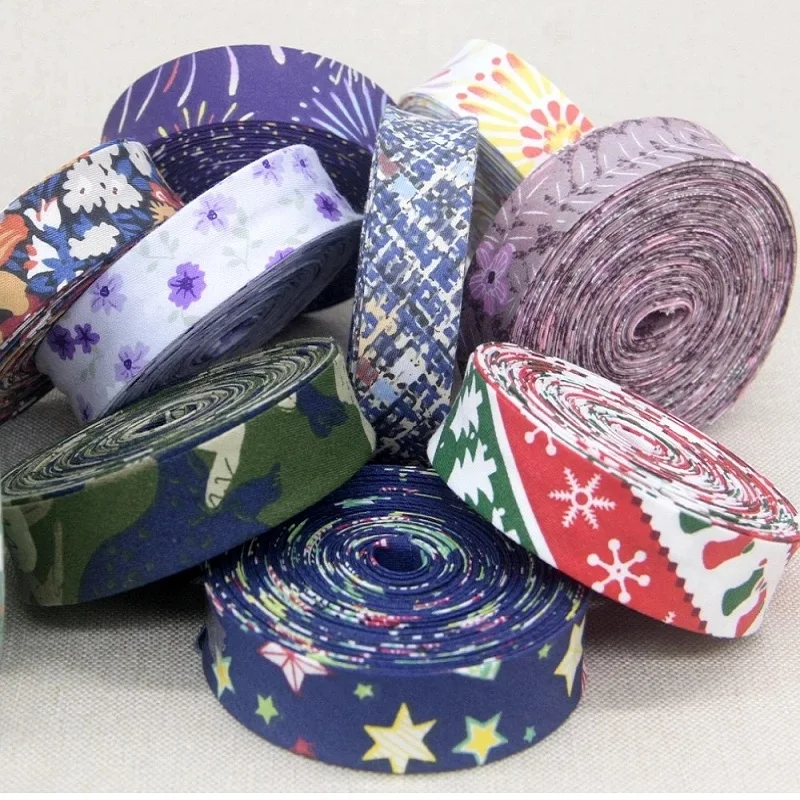 Printed Cotton Bias Tape, Folded, Folded, for Garment, Table Cloth, Quilt Craft, Sewing, DIY, 20mm, 5 Meters/Lot, New Arrival