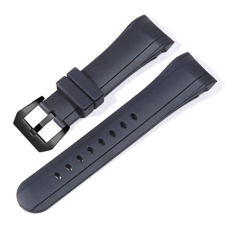 Luxury Blue Black 24mm Silicone watchband For Graham strap Racing Bent Watch band Rubber Bracelet with stainless steel buckle