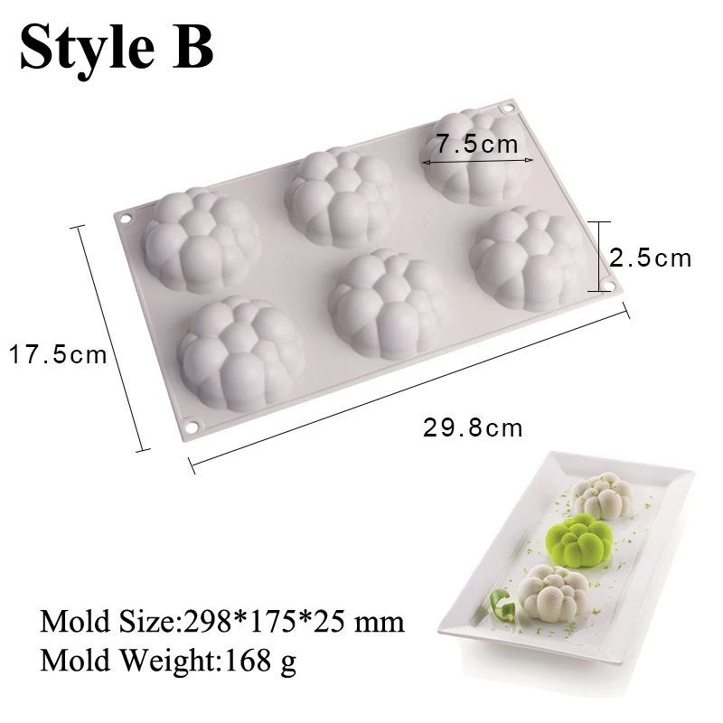 1/6 Cells 2 Styles Available Cloud Shape Mousse Dessert Baking Mould Silicone Cake Mold Bubble Molds Kitchen Muffin Pan